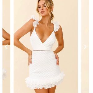 KALEY LAYERED FRILL HEM TEXTURED DRESS WHITE